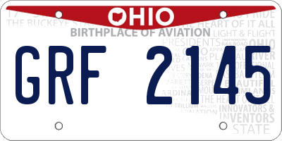 OH license plate GRF2145