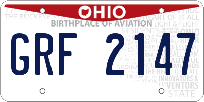 OH license plate GRF2147