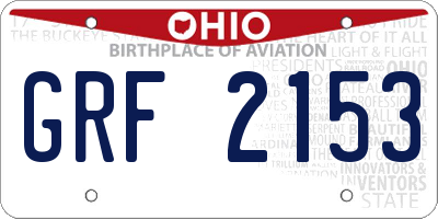 OH license plate GRF2153