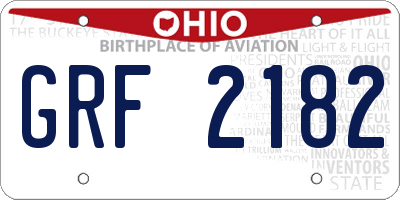 OH license plate GRF2182