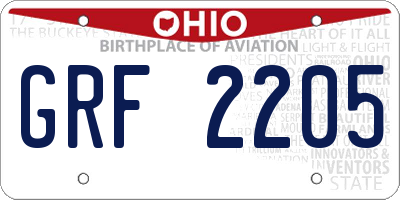 OH license plate GRF2205