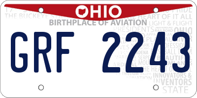 OH license plate GRF2243