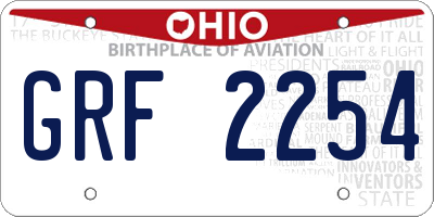 OH license plate GRF2254
