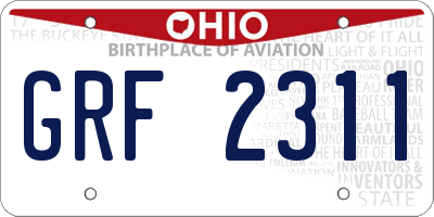 OH license plate GRF2311