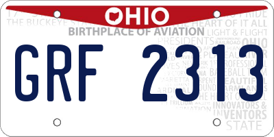 OH license plate GRF2313