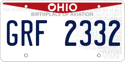 OH license plate GRF2332