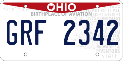 OH license plate GRF2342