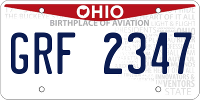 OH license plate GRF2347