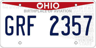 OH license plate GRF2357