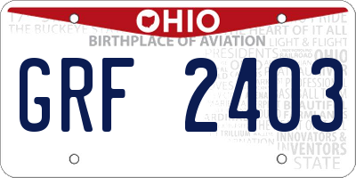 OH license plate GRF2403
