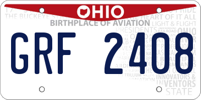 OH license plate GRF2408