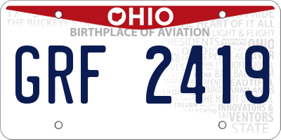 OH license plate GRF2419