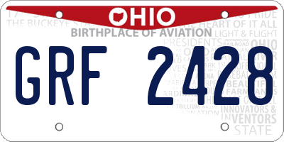 OH license plate GRF2428