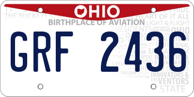OH license plate GRF2436
