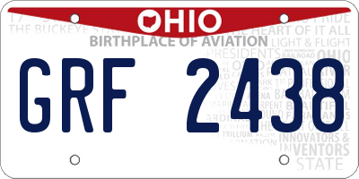 OH license plate GRF2438