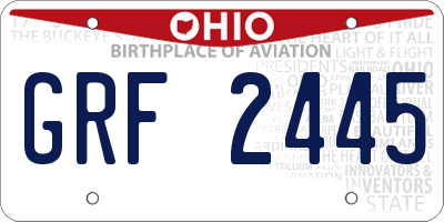 OH license plate GRF2445