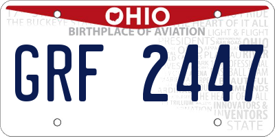 OH license plate GRF2447