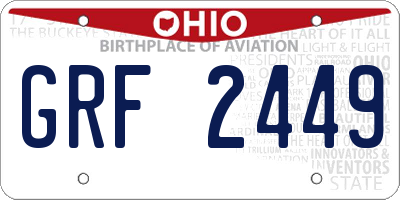 OH license plate GRF2449