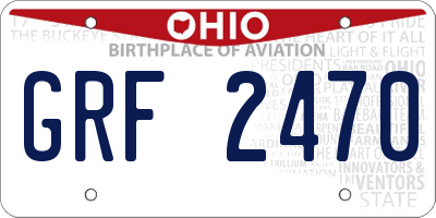 OH license plate GRF2470