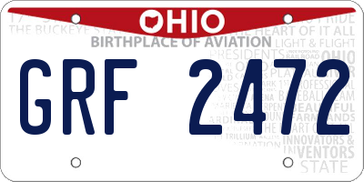 OH license plate GRF2472