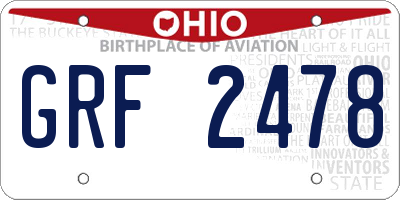 OH license plate GRF2478