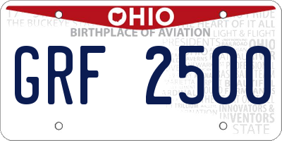 OH license plate GRF2500