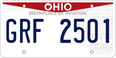 OH license plate GRF2501