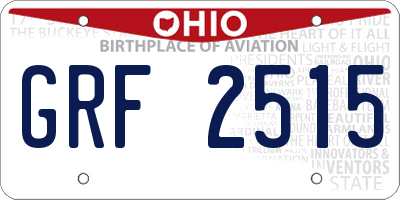 OH license plate GRF2515
