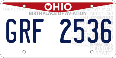 OH license plate GRF2536