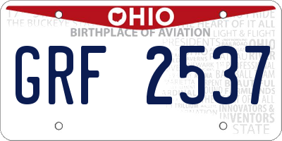 OH license plate GRF2537