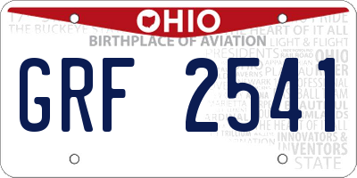 OH license plate GRF2541