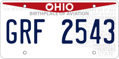 OH license plate GRF2543