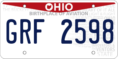 OH license plate GRF2598