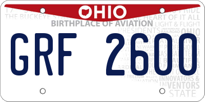 OH license plate GRF2600