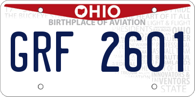 OH license plate GRF2601