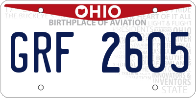 OH license plate GRF2605