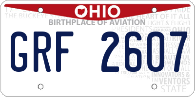 OH license plate GRF2607