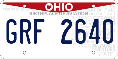 OH license plate GRF2640