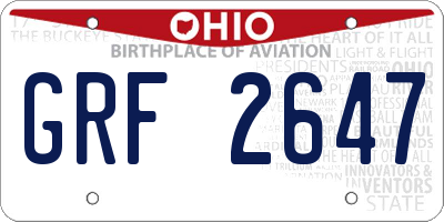 OH license plate GRF2647