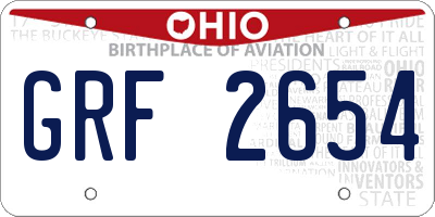 OH license plate GRF2654
