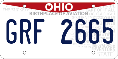 OH license plate GRF2665