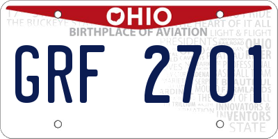 OH license plate GRF2701