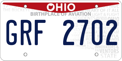 OH license plate GRF2702