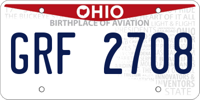 OH license plate GRF2708