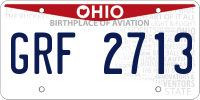 OH license plate GRF2713