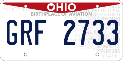 OH license plate GRF2733