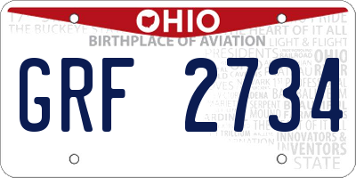 OH license plate GRF2734