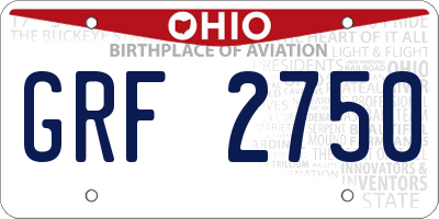 OH license plate GRF2750