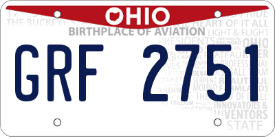 OH license plate GRF2751
