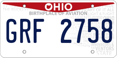 OH license plate GRF2758
